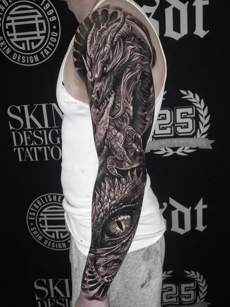 Black and grey realism tattoo by Skin Design Tattoos